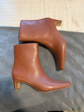 LOFT Cognac Pointed Toe Kitten Heel Ankle Boots